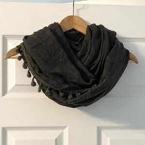 Anthropologie Gray Tassel Infinity Scarf